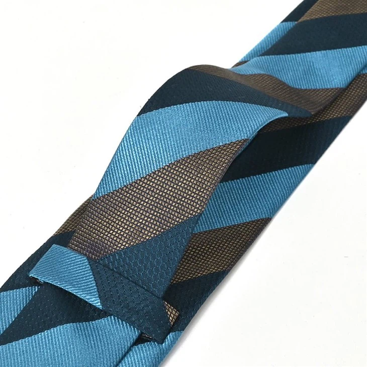 YiLi Blue And Brown Striped Silk Tie - Sustainable Stripes