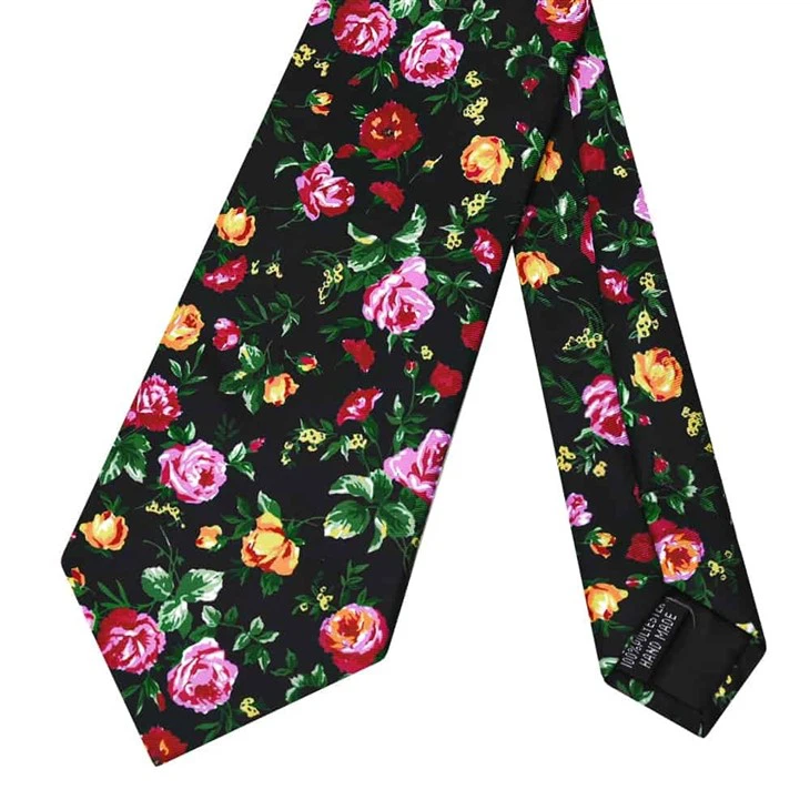 Black Floral Tie