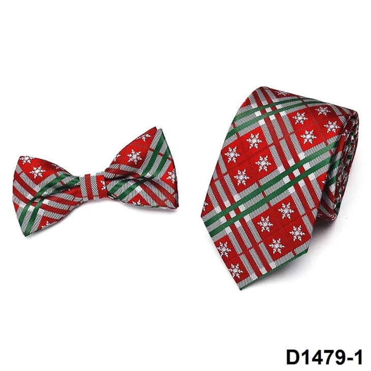 Checked Yuletide Cravat Snowflake Patterned Tie